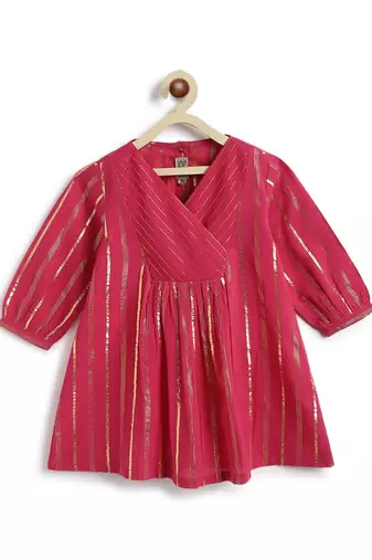 Pink plain cotton kurta set