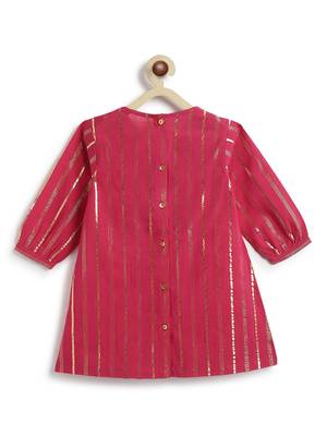 Pink plain cotton kurta set 3