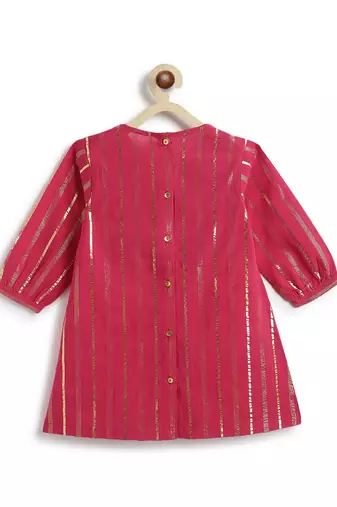 Pink plain cotton kurta set
