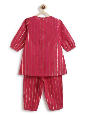 Pink plain cotton kurta set 4