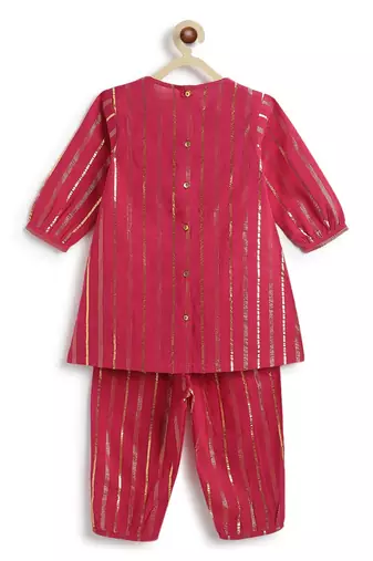 Pink plain cotton kurta set