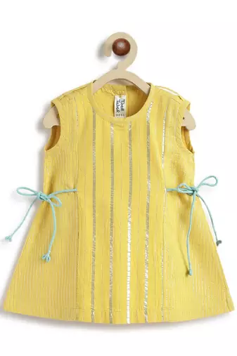 Yellow plain cotton kurta set
