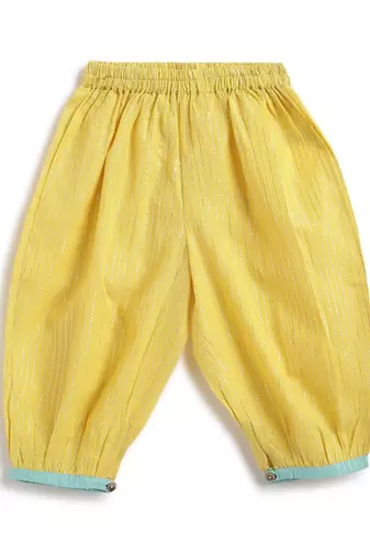 Yellow plain cotton kurta set