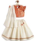 Orange plain cotton lehenga