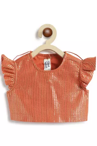 Orange plain cotton lehenga
