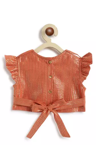 Orange plain cotton lehenga
