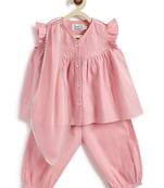 Pink plain cotton kurta set