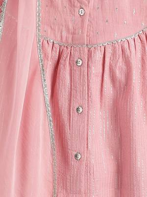 Pink plain cotton kurta set 2