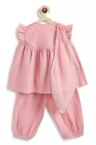 Pink plain cotton kurta set
