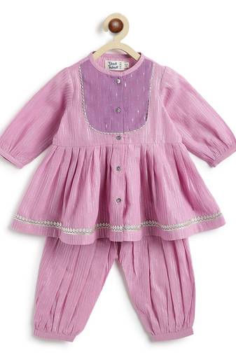 Purple plain cotton kurta set