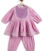 Purple plain cotton kurta set