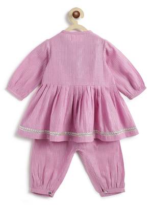 Purple plain cotton kurta set 4