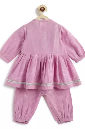 Purple plain cotton kurta set