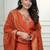 Rust Colour Premium Roman Silk Hand Work A Line Kurta Set