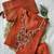 Rust Colour Premium Roman Silk Hand Work A Line Kurta Set