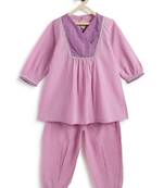 Purple plain cotton kurta set