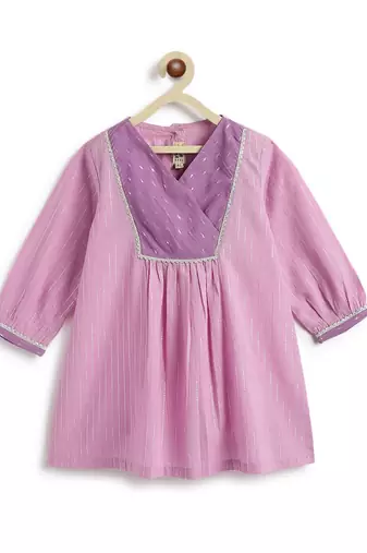 Purple plain cotton kurta set