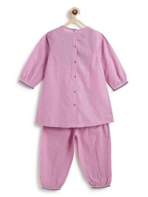Purple plain cotton kurta set 4