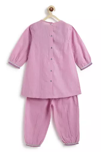 Purple plain cotton kurta set