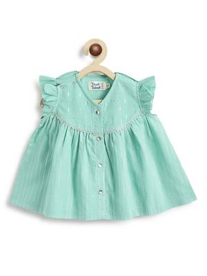 Green plain cotton kurta set 2