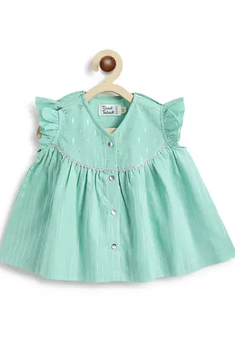 Green plain cotton kurta set
