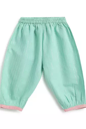 Green plain cotton kurta set