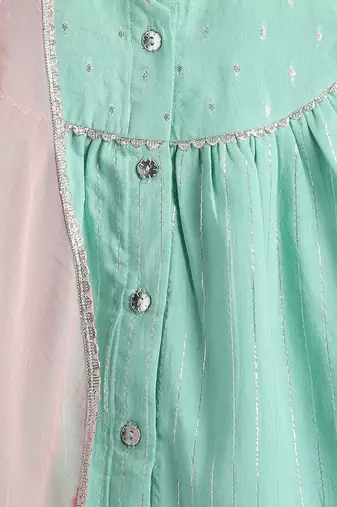Green plain cotton kurta set