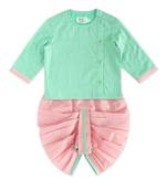 Green plain cotton kurta set