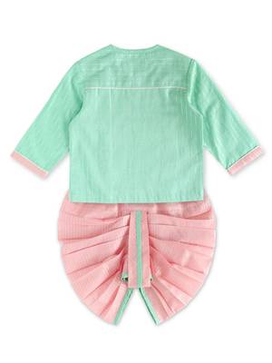 Green plain cotton kurta set 2
