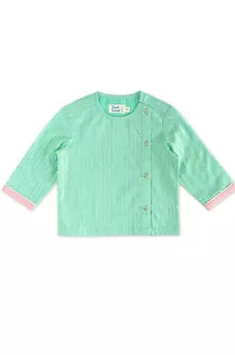 Green plain cotton kurta set