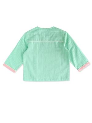Green plain cotton kurta set 4