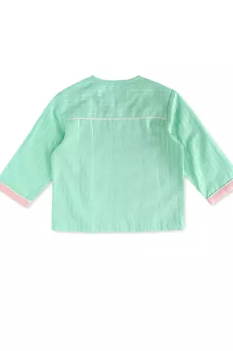 Green plain cotton kurta set