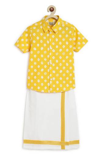 Yellow printed cotton co ord set