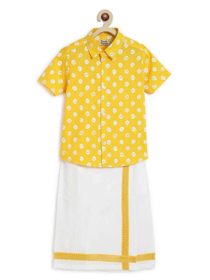 Yellow printed cotton co ord set
