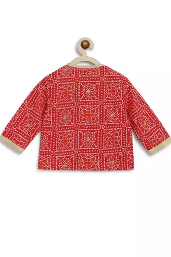 Red printed cotton kurta set