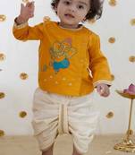 Yellow embroidered cotton kurta set