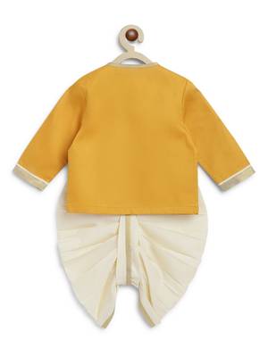 Yellow embroidered cotton kurta set 2