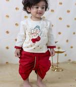 Cream embroidered cotton kurta set