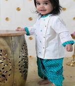 Blue embroidered cotton kurta set