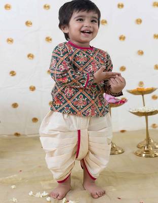 Green printed cotton kurta set 1