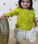 Green printed cotton kurta set