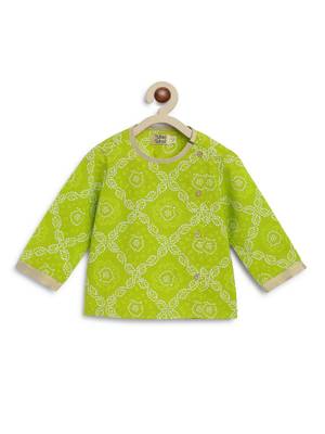 Green printed cotton kurta set 5