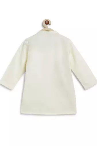 Cream embroidered cotton kurta set