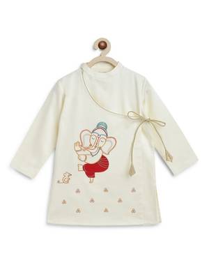 Cream embroidered cotton kurta set 5
