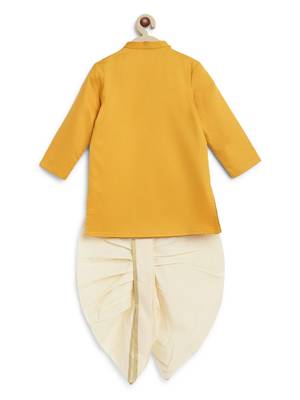 Yellow embroidered cotton kurta set 3