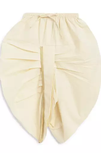 Yellow embroidered cotton kurta set