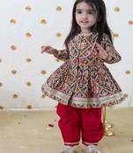 Green printed cotton kurta set