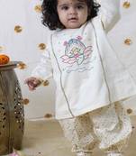 Cream embroidered cotton kurta set
