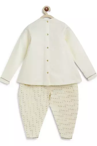 Cream embroidered cotton kurta set