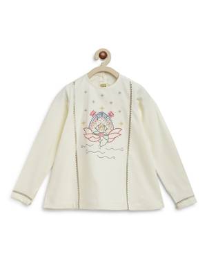 Cream embroidered cotton kurta set 5